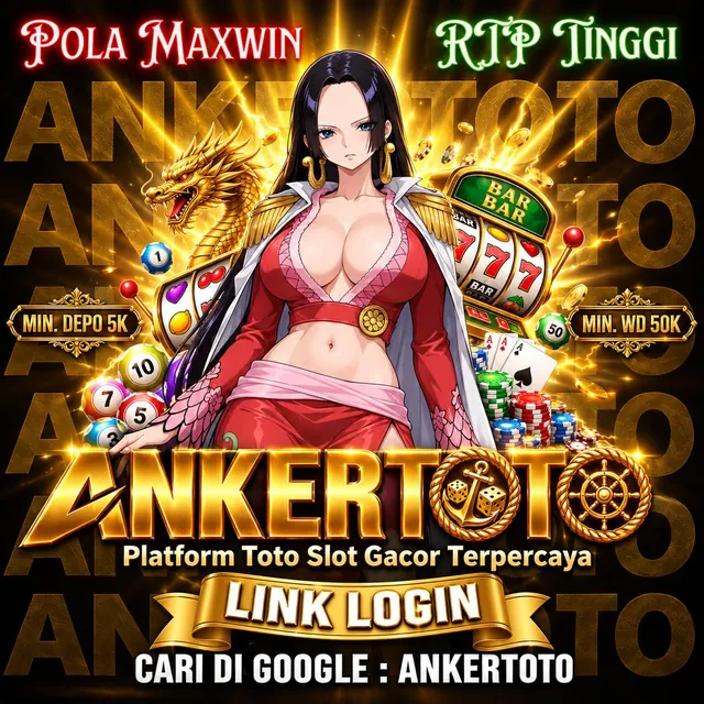 Banner Ankertoto link login dengan ilustrasi karakter berbusana merah